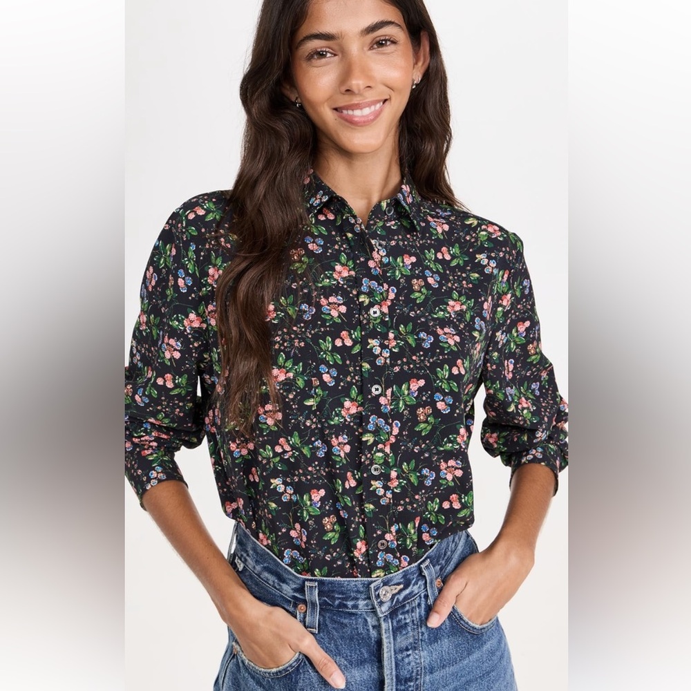 Hill House The Malone Top Berry Floral XL NWT